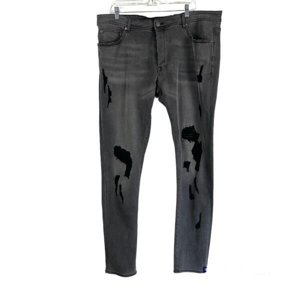 Strivers Row Tupelo Distressed Jeans Black Destroyed Knees - Picture 4 of 11